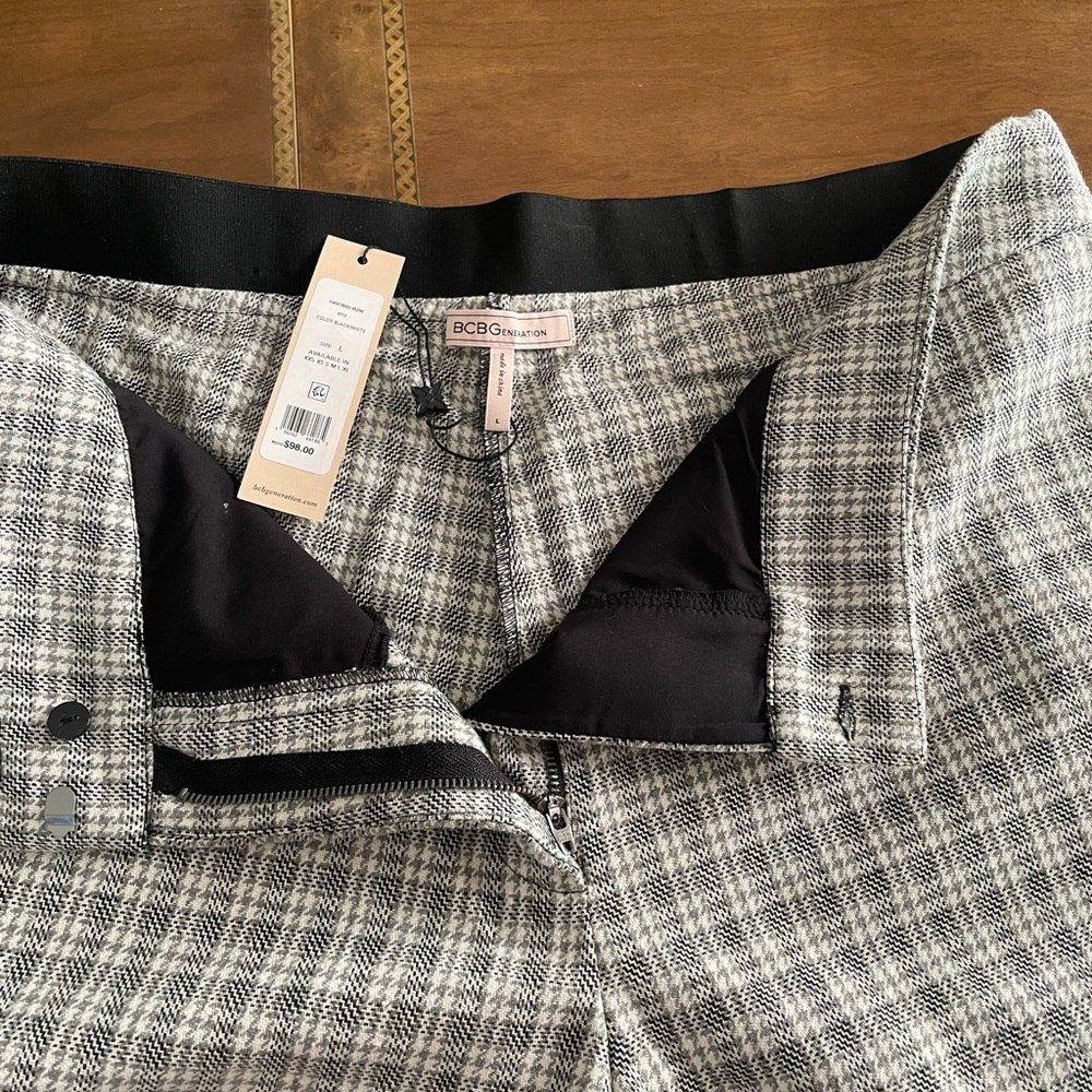 BCBGeneration Women's Black and White Plaid Pants